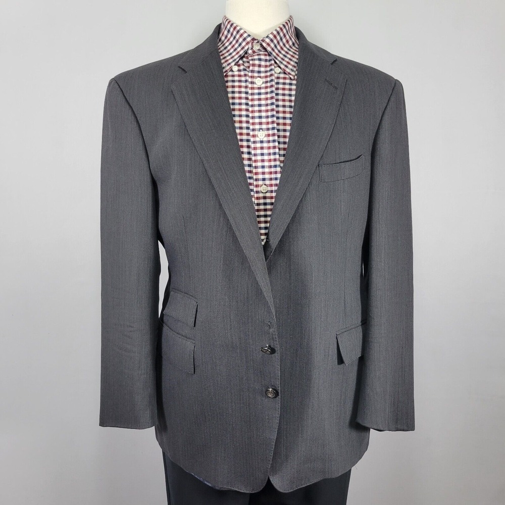 Polo Ralph Lauren Men's Sport Coat Blazer Three Button Gray Herringbone 44R